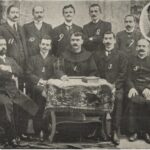 The core commission of the Congress of Manastir: Gjergj Fishta 2. Mid’hat Frashëri 3. Luigj Gurakuqi 4. Gjergj Qiriazi 5. Dom Ndre Mjeda 6. Grigor Cilka 7. Dhimitër Buda 8. Shahin Kolonja 9. Sotir Peci 10. Bajo Topulli 11. Nyz’het Vrioni-Photo by Kel Marubi, 1908